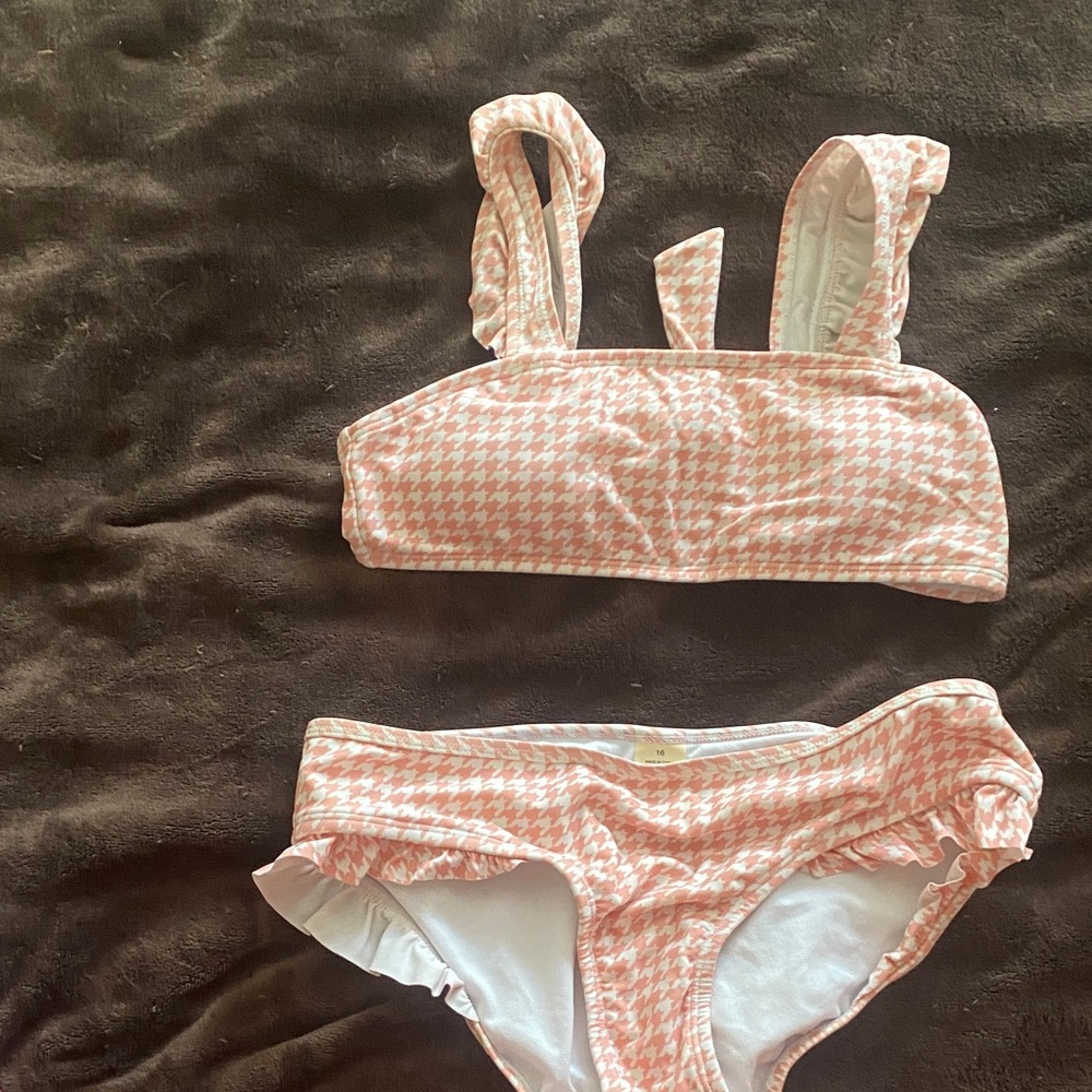 Copper Key Pink Houndstooth Bikini Set